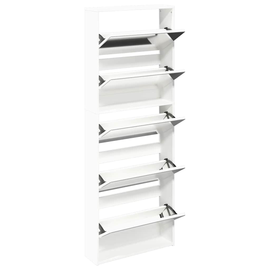 Meuble à chaussures 5 étagères et miroir 63x17x169,5 cm Blanc - XIOS