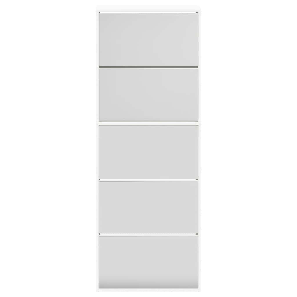 Meuble à chaussures 5 étagères et miroir 63x17x169,5 cm Blanc - XIOS