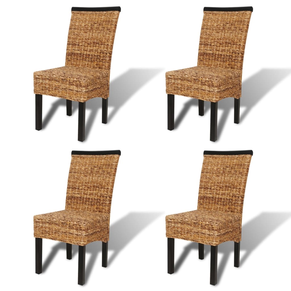 Chaises à manger lot de 4 bois solide de manguier et abaca - XIOS