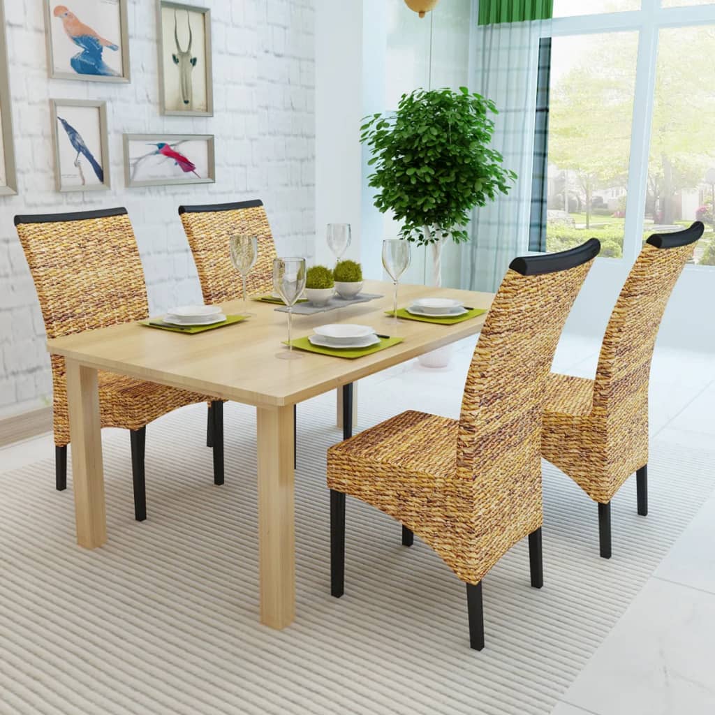 Chaises à manger lot de 4 bois solide de manguier et abaca - XIOS