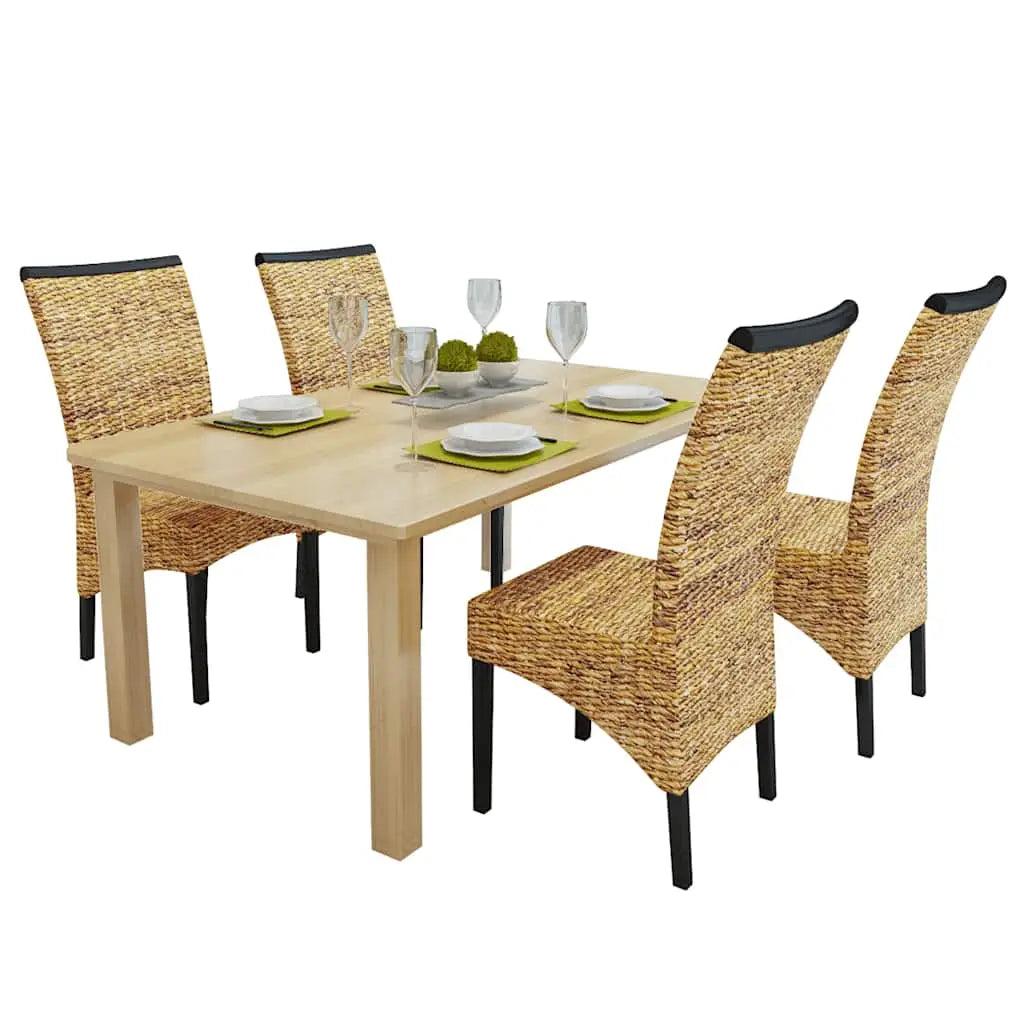 Chaises à manger lot de 4 bois solide de manguier et abaca - XIOS