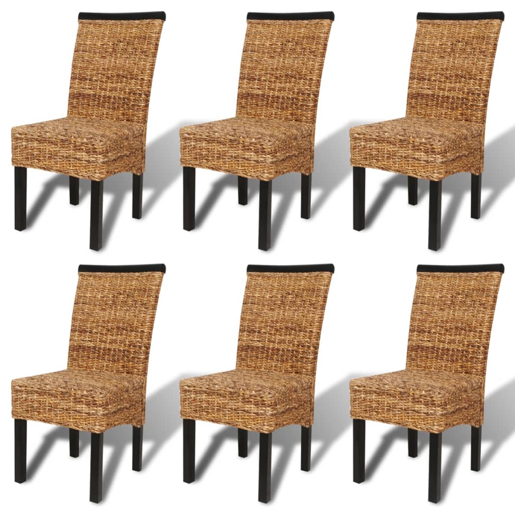 Chaises à manger lot de 6 bois solide de manguier et abaca - XIOS