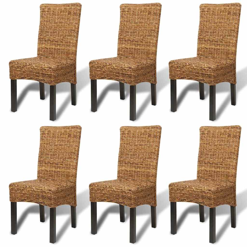 Chaises à manger lot de 6 bois solide de manguier et abaca