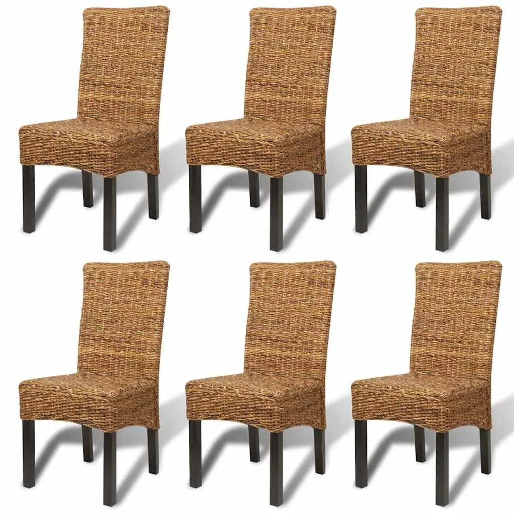 Chaises à manger lot de 6 bois solide de manguier et abaca - XIOS