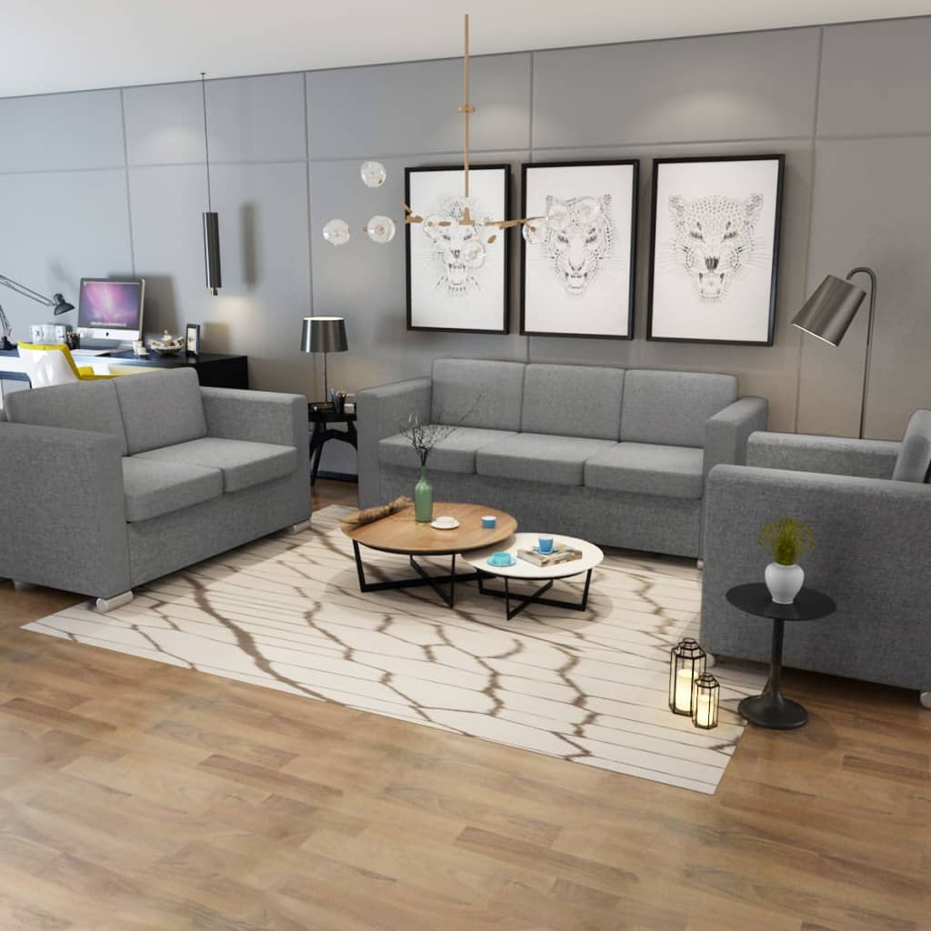 Ensemble de canapés trois pièces Tissu Gris clair - XIOS