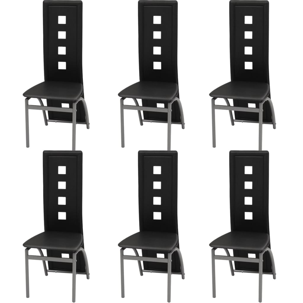 Chaises à manger lot de 6 noir similicuir - XIOS