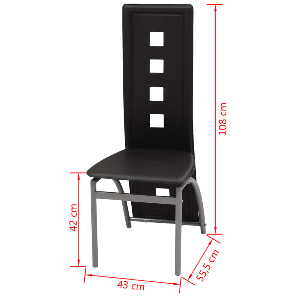 Chaises à manger lot de 6 noir similicuir - XIOS