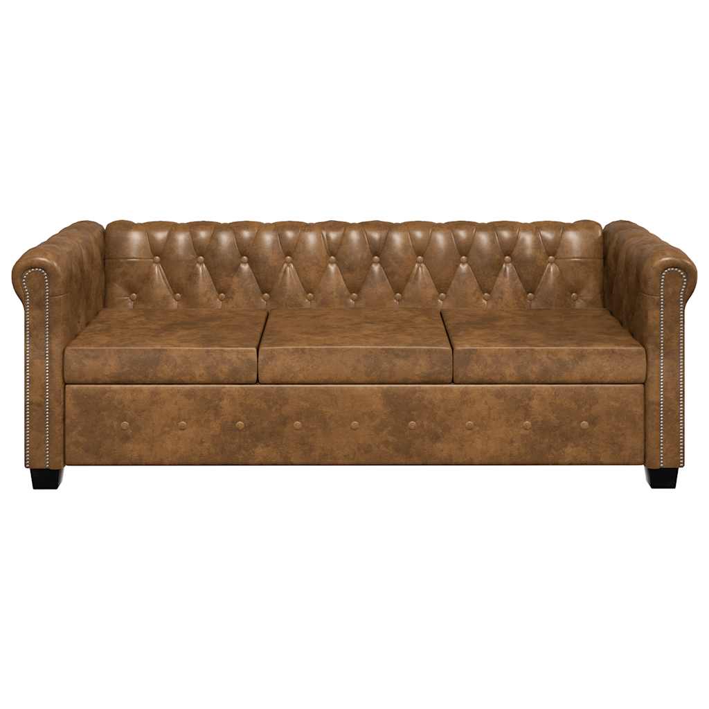 Ensemble de canapé Chesterfield à 2 et 3 places marron - XIOS