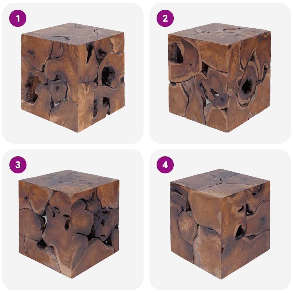 Tabourets 4 pcs marron 40x40x45 cm bois de teck massif - XIOS