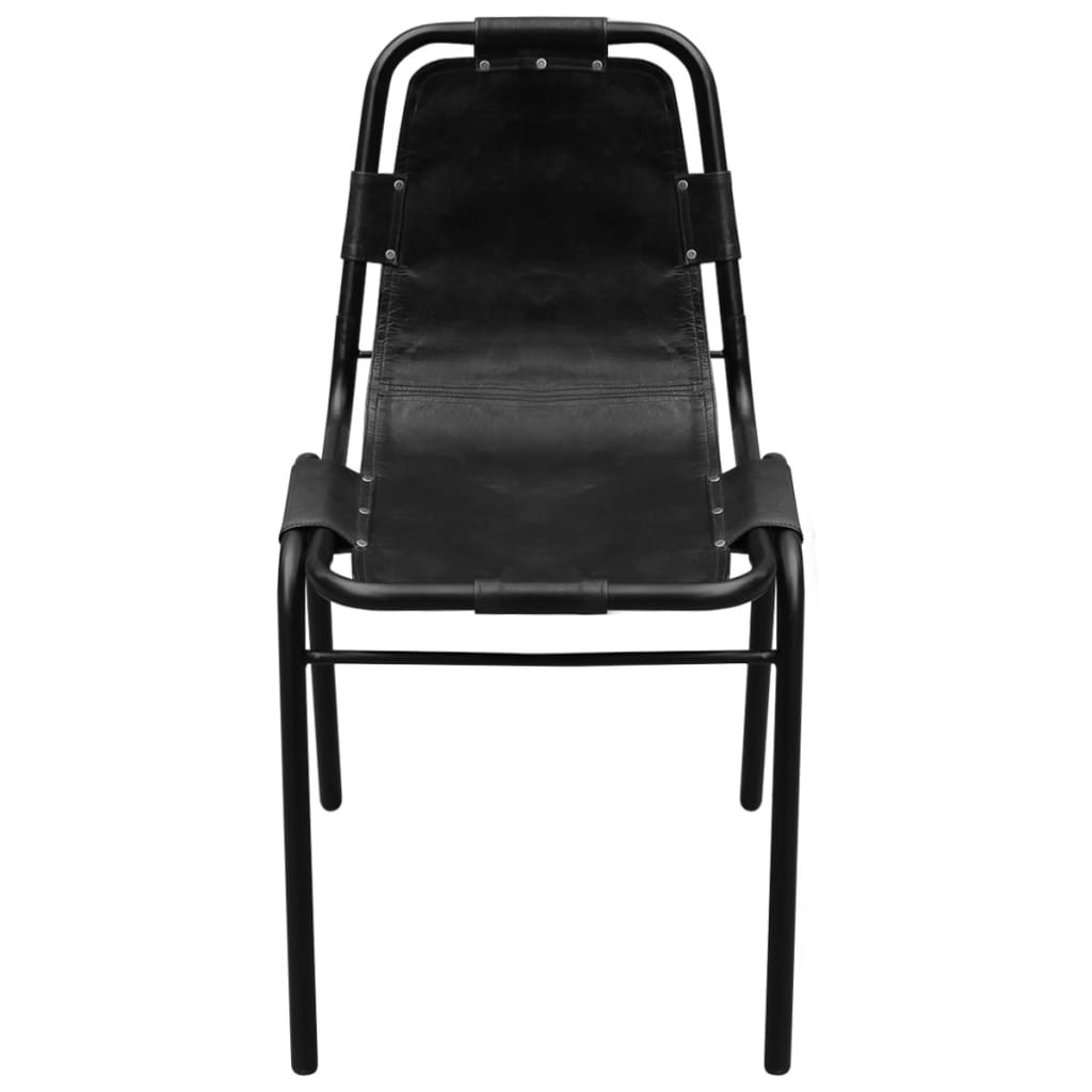 Chaises à manger lot de 4 noir cuir véritable - XIOS