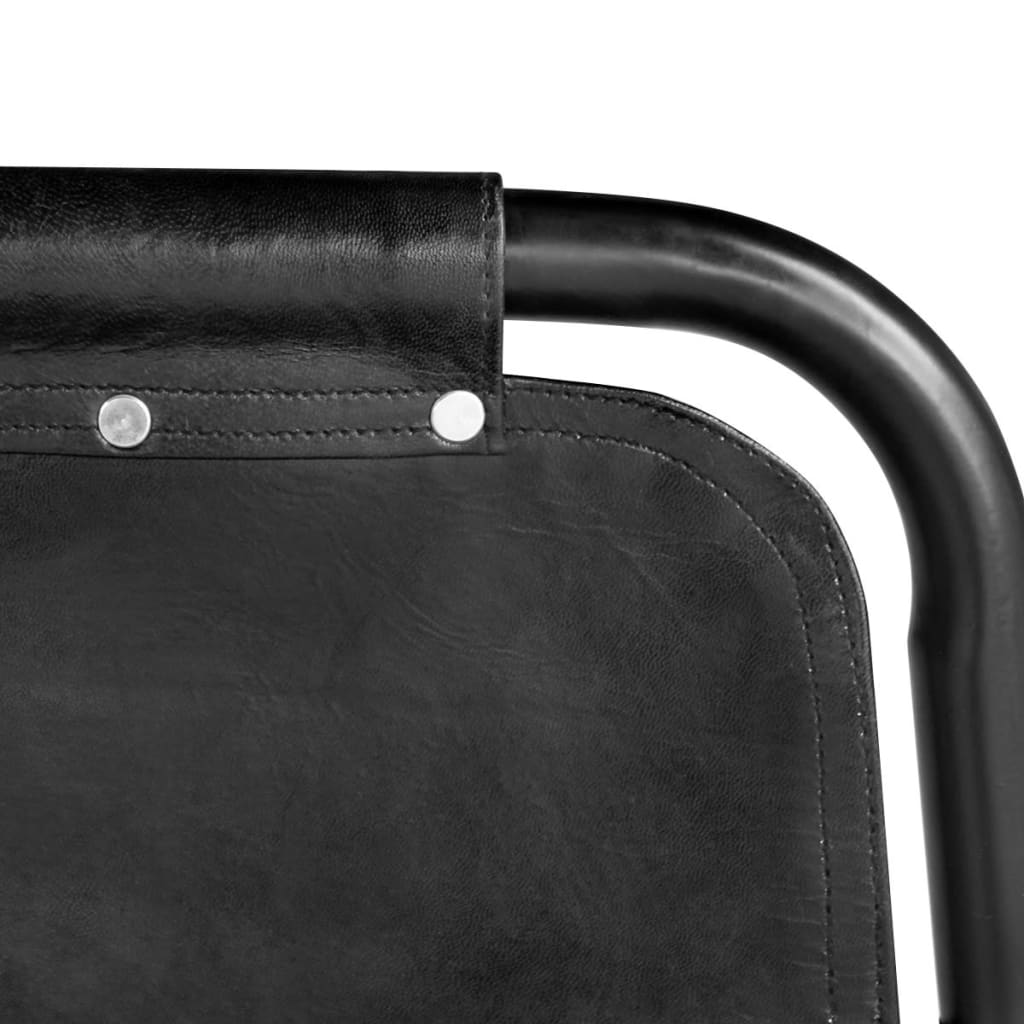 Chaises à manger lot de 6 noir cuir véritable - XIOS