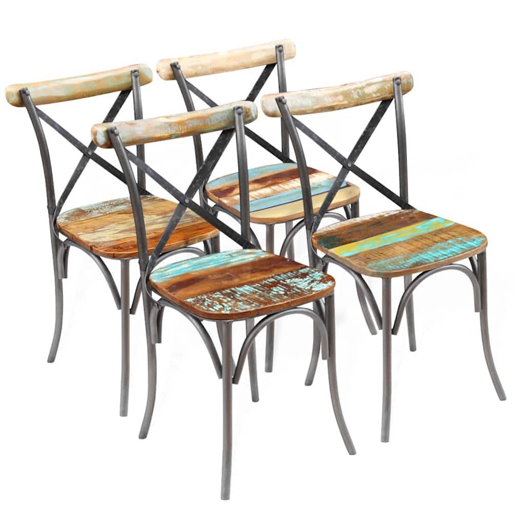 Chaises à manger lot de 4 bois de récupération solide - XIOS