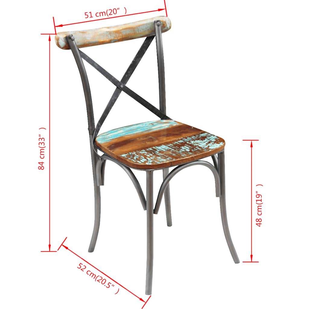 Chaises à manger lot de 4 bois de récupération solide - XIOS