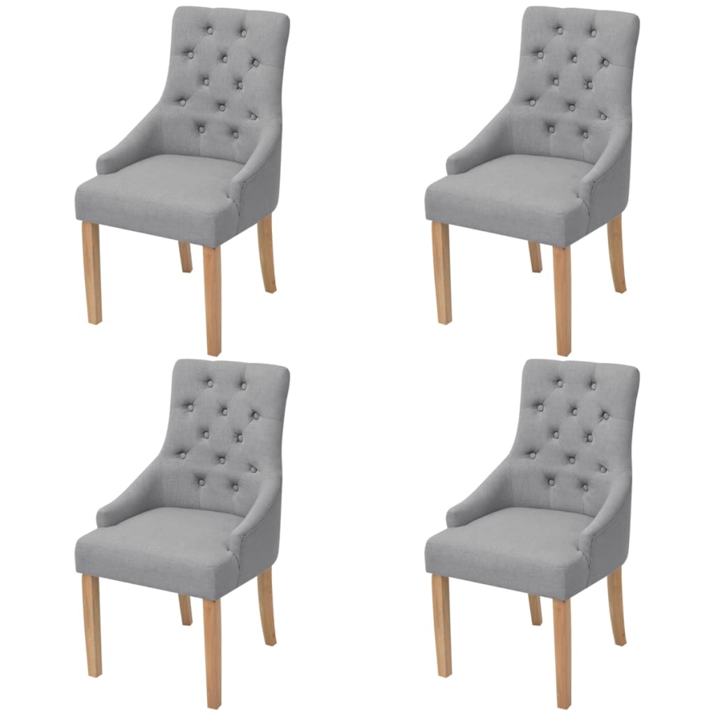 Chaises à manger lot de 4 gris clair tissu - XIOS