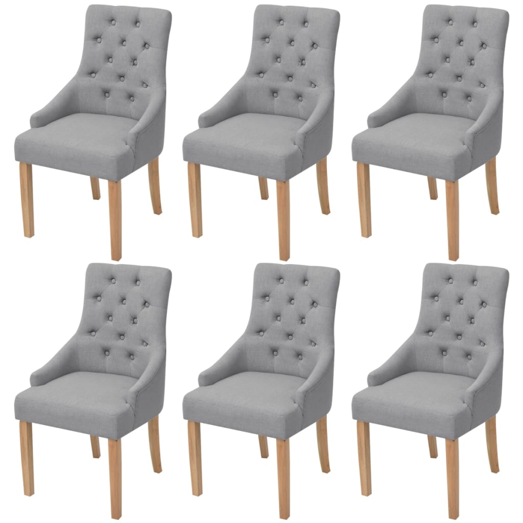 Chaises à manger lot de 6 gris clair tissu - XIOS