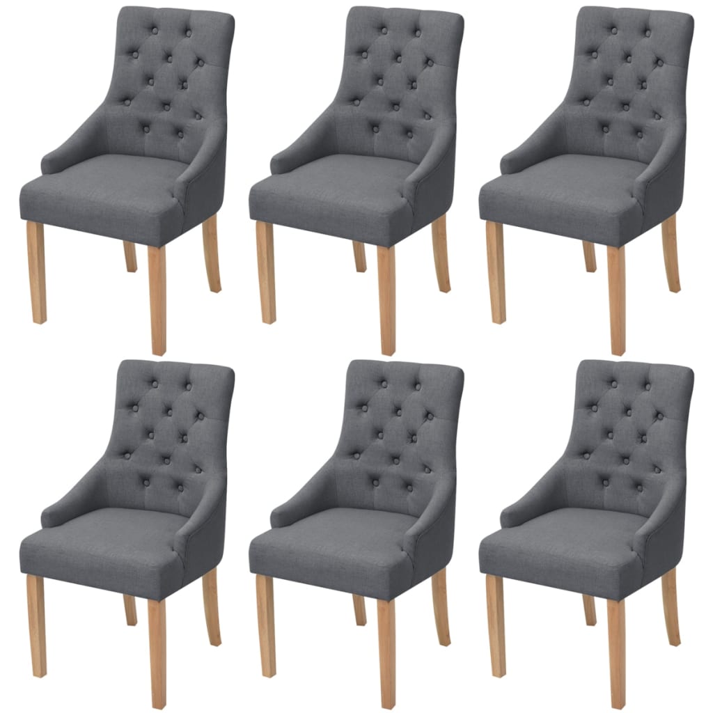 Chaises à manger lot de 6 gris foncé tissu - XIOS