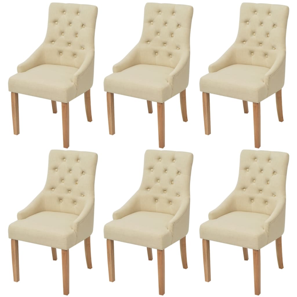 Chaises à manger lot de 6 crème tissu - XIOS