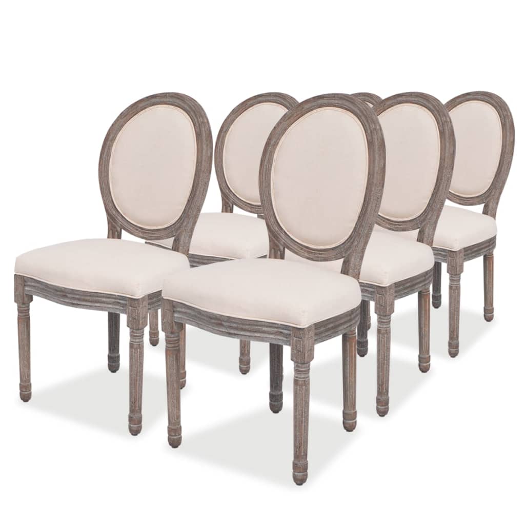 Chaises à manger lot de 6 crème tissu - XIOS