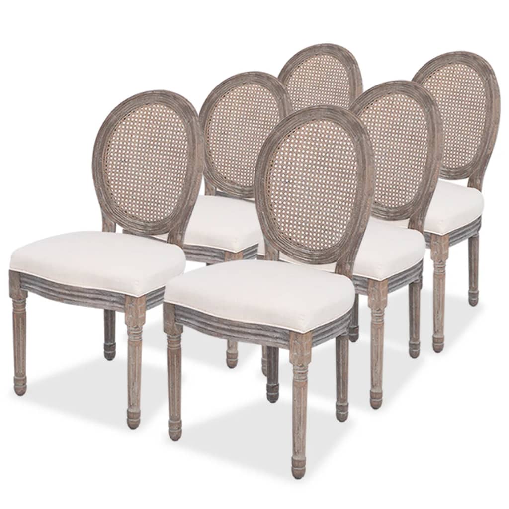 Chaises à manger lot de 6 crème tissu - XIOS