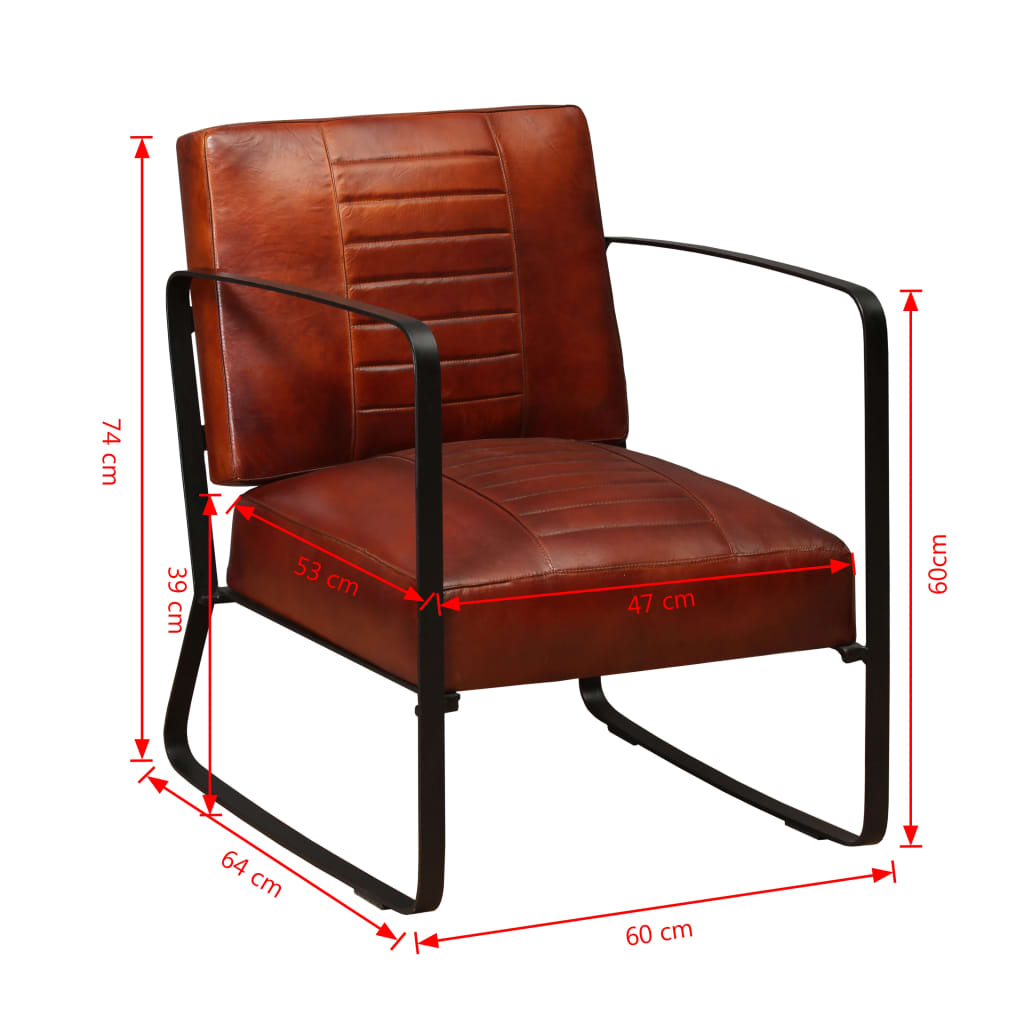 Fauteuil marron cuir véritable - XIOS
