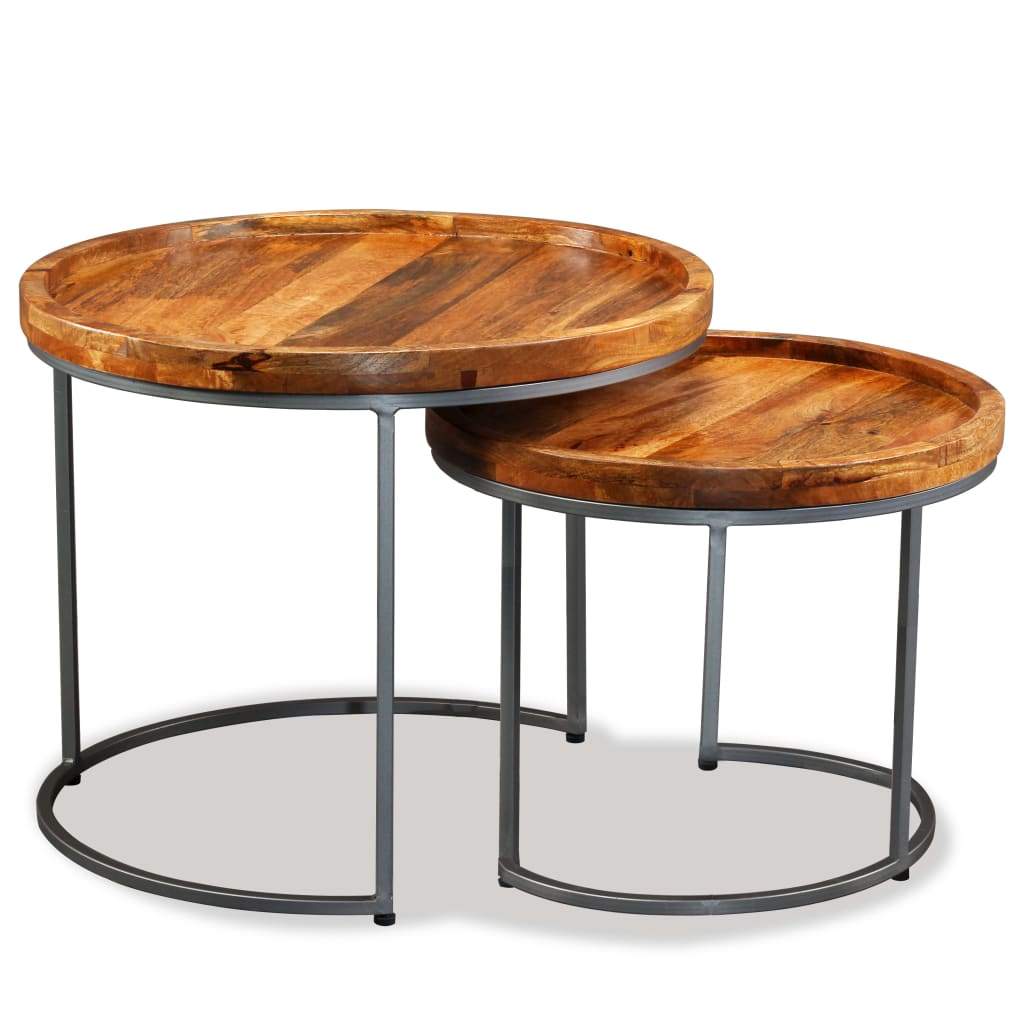 Ensemble de tables d'appoint 2 pcs Bois de manguier massif - XIOS