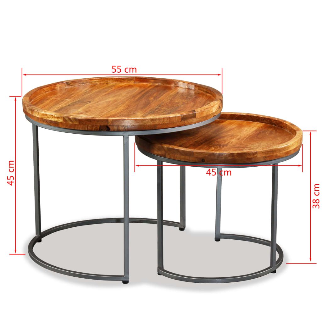 Ensemble de tables d'appoint 2 pcs Bois de manguier massif - XIOS