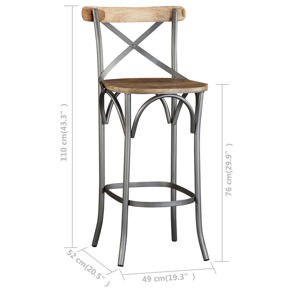 Tabouret de bar Bois de manguier massif - XIOS