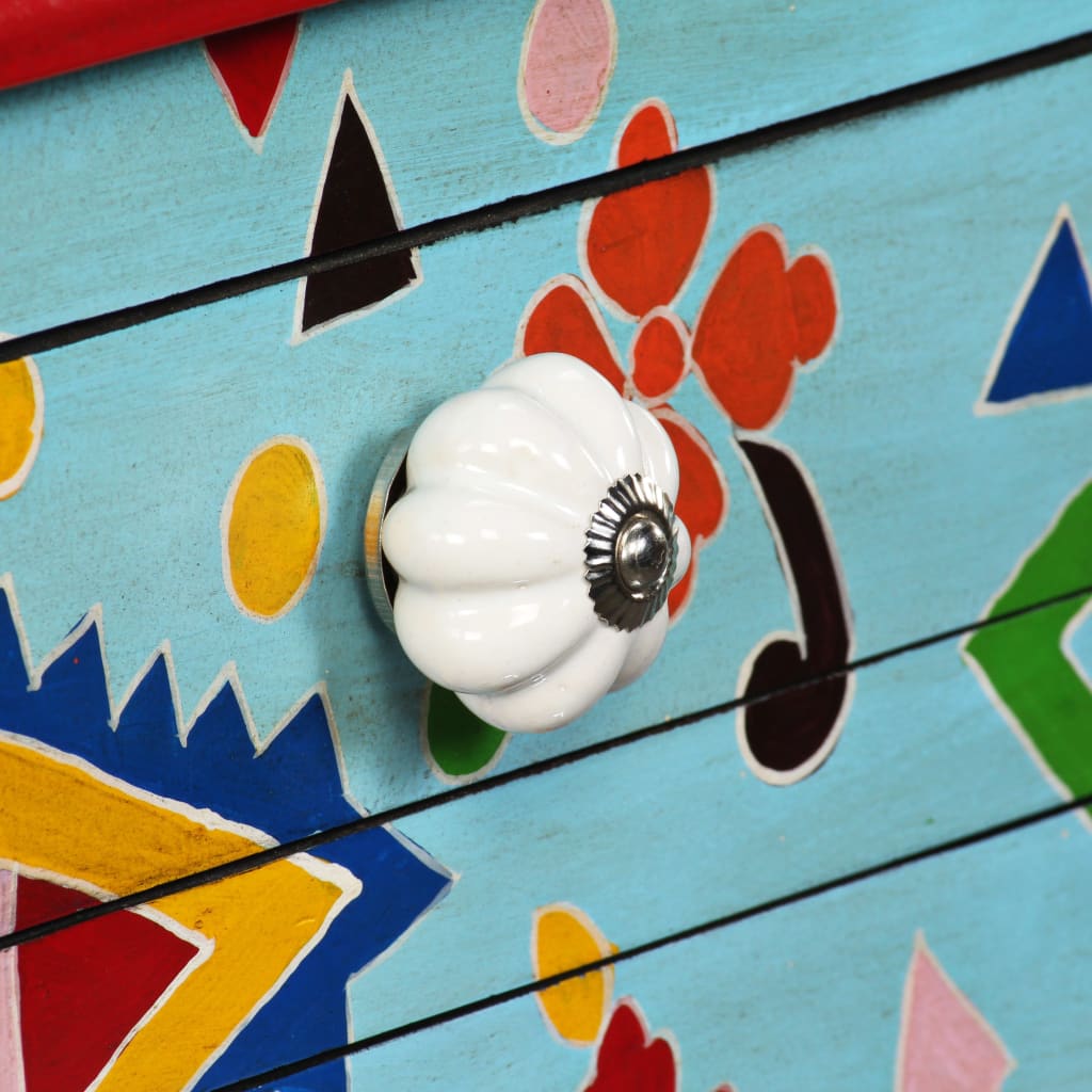 Table console Bois de manguier massif Bleu peint à la main - XIOS