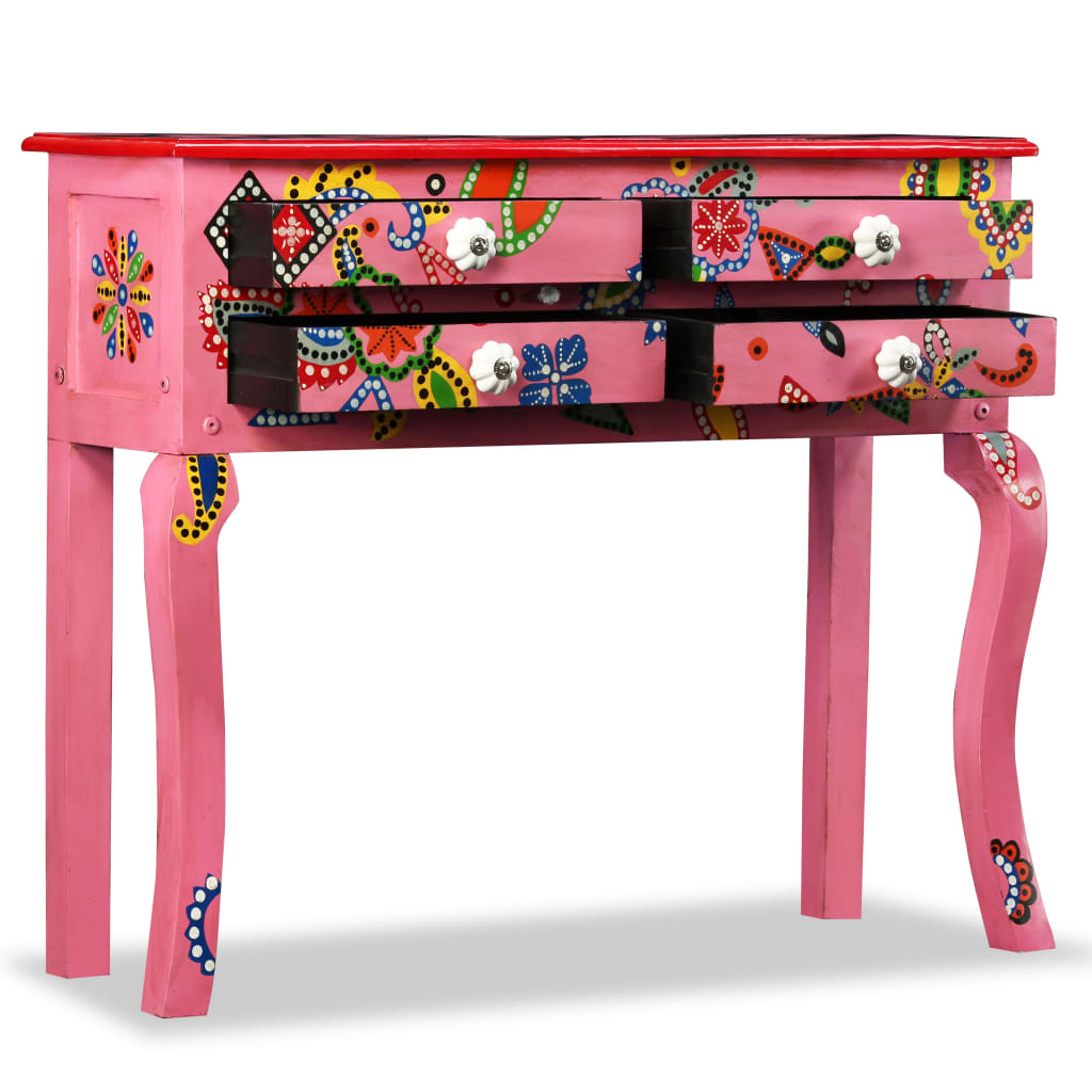 Table console Bois de manguier massif Rose Peint à la main - XIOS