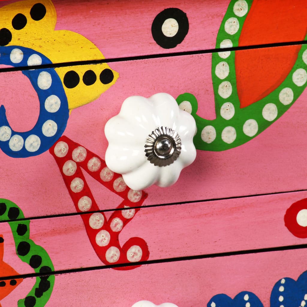 Table console Bois de manguier massif Rose Peint à la main - XIOS