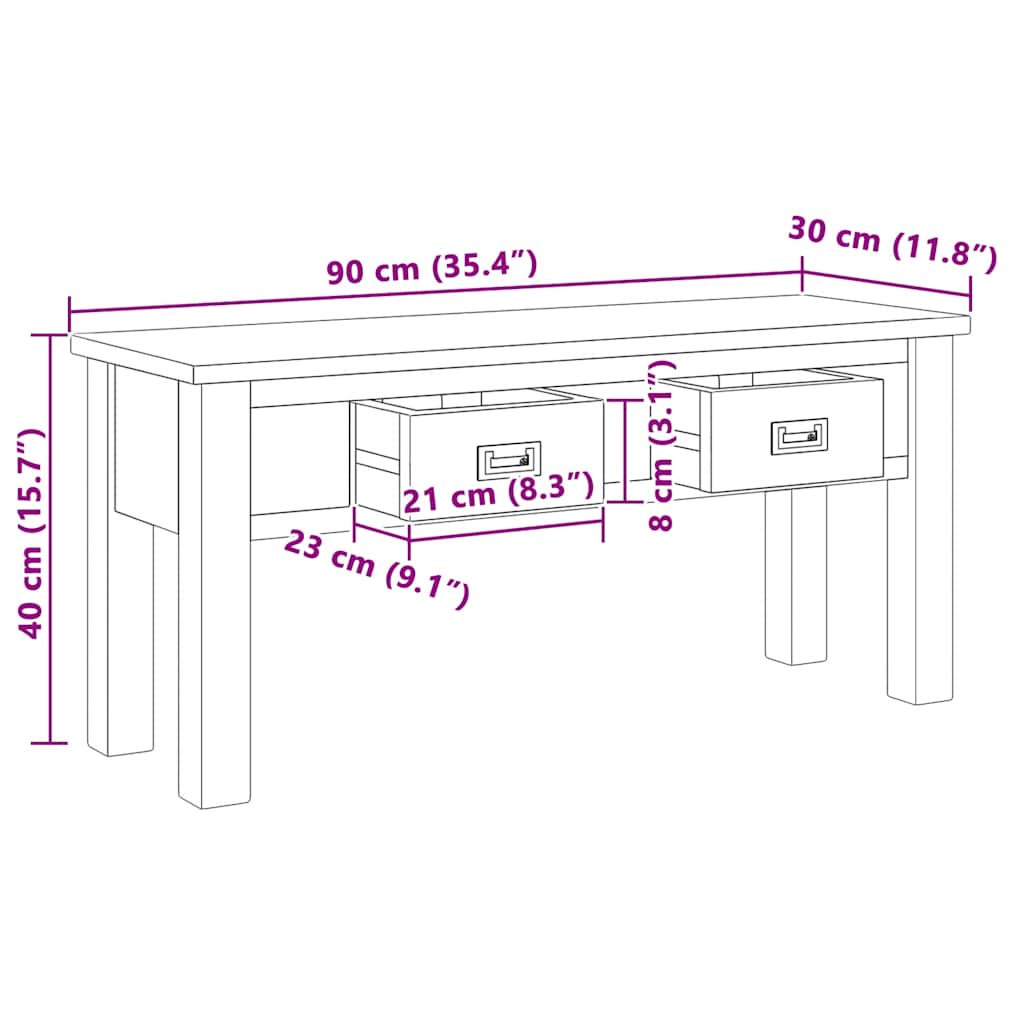 Banc d'entrée teck massif 90 x 30 x 40 cm - XIOS