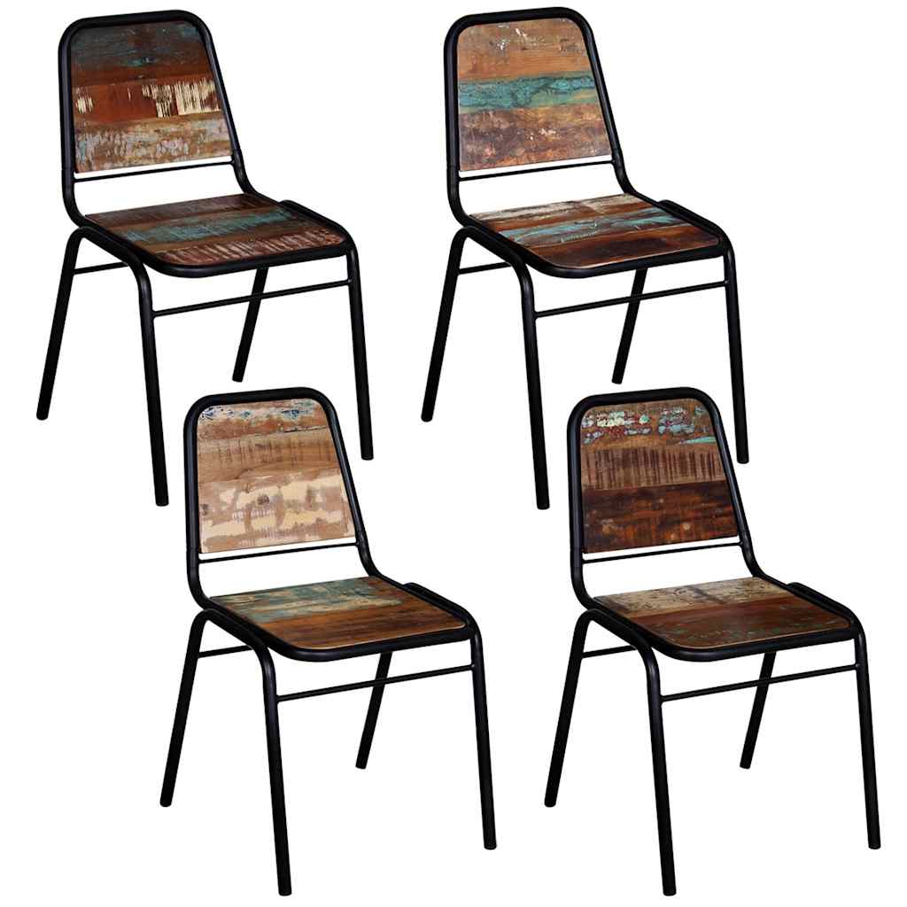 Chaises à manger lot de 4 bois de récupération solide - XIOS