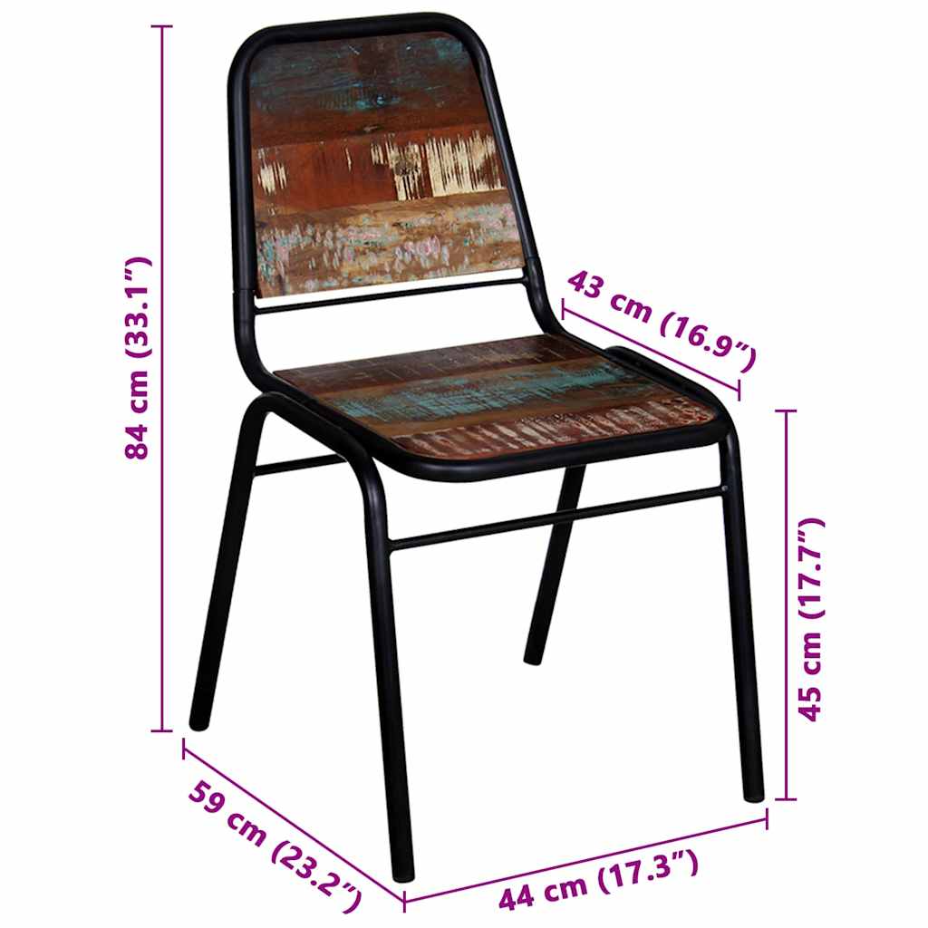 Chaises à manger lot de 6 bois de récupération solide - XIOS