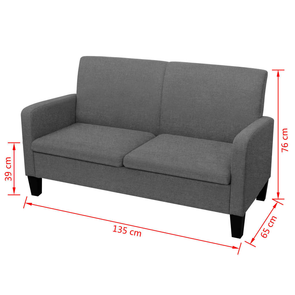 Canapé à 2 places 135x65x76 cm Gris foncé - XIOS