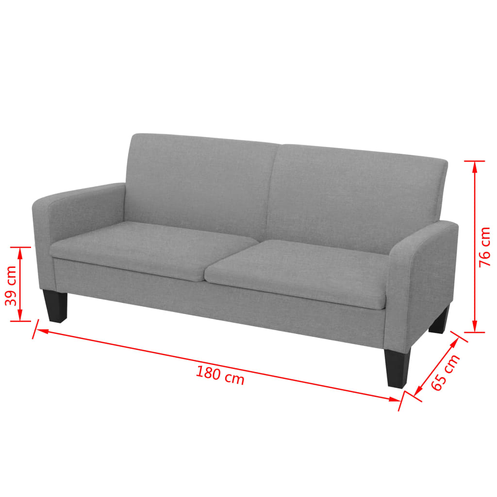 Canapé à 3 places 180 x 65 x 76 cm Gris clair - XIOS
