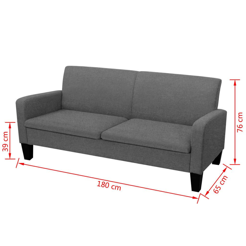 Canapé à 3 places 180 x 65 x 76 cm Gris foncé - XIOS