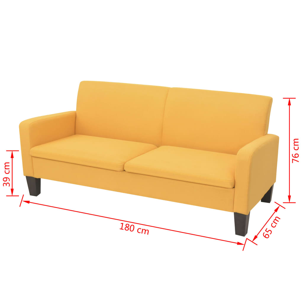 Canapé à 3 places 180 x 65 x 76 cm Jaune - XIOS