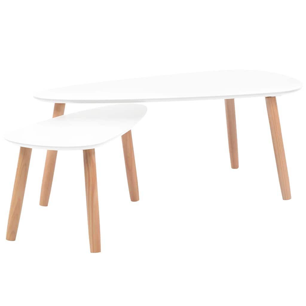 Ensemble de tables basses 2 pcs Bois de pin massif Blanc - XIOS