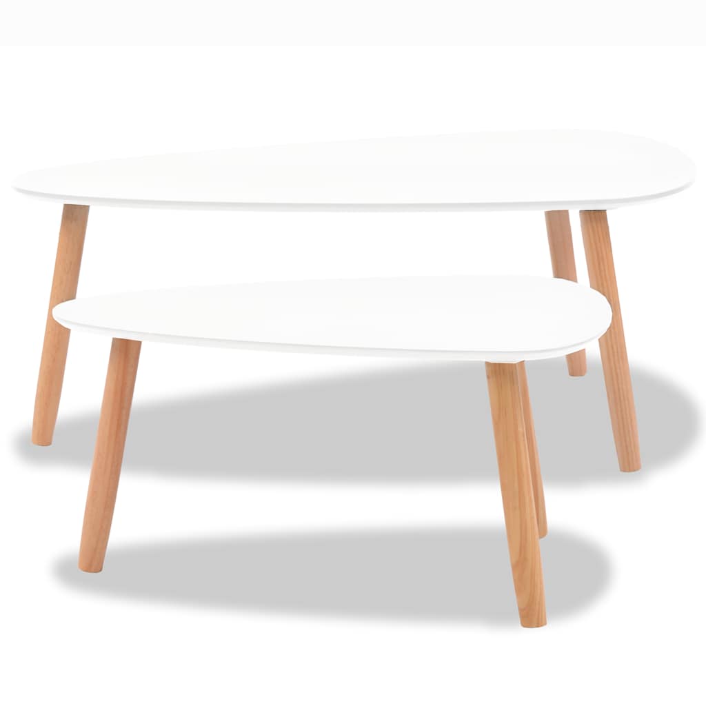 Ensemble de tables basses 2 pcs Bois de pin massif Blanc - XIOS