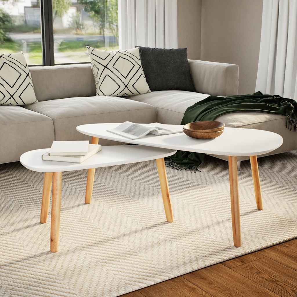 Ensemble de tables basses 2 pcs Bois de pin massif Blanc - XIOS