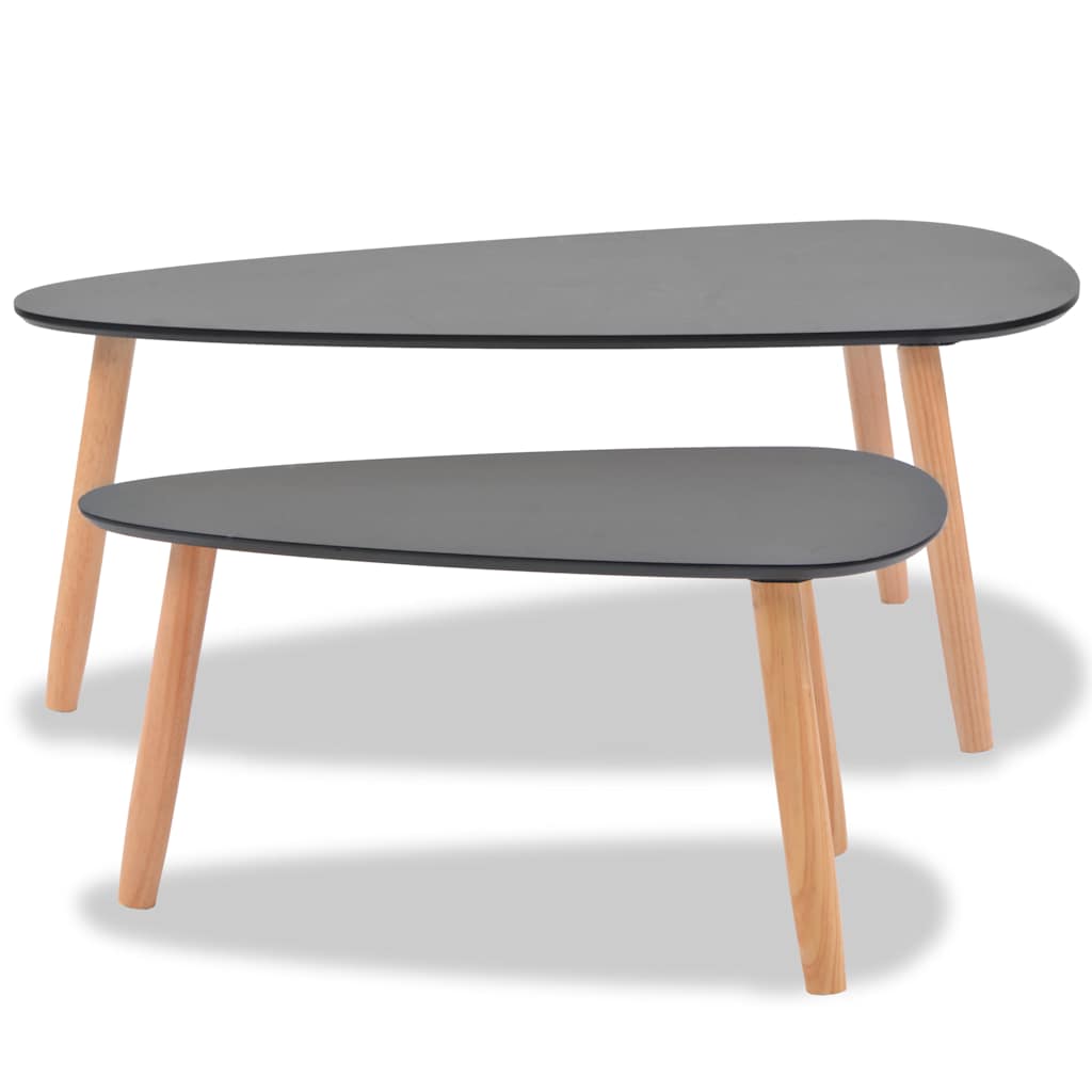 Ensemble de tables basses 2 pcs Bois de pin massif Noir - XIOS