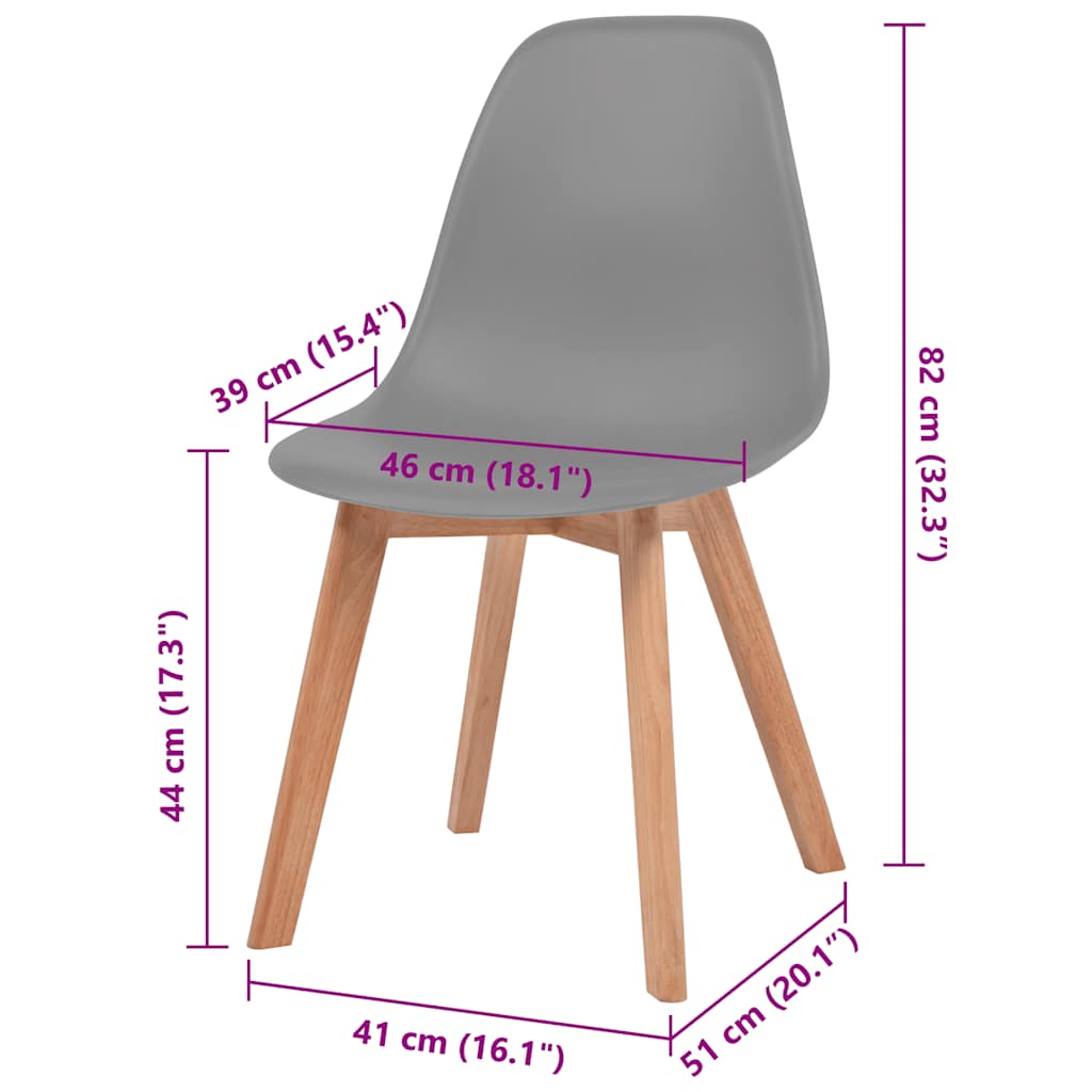 Chaises à manger lot de 2 Gris Plastique