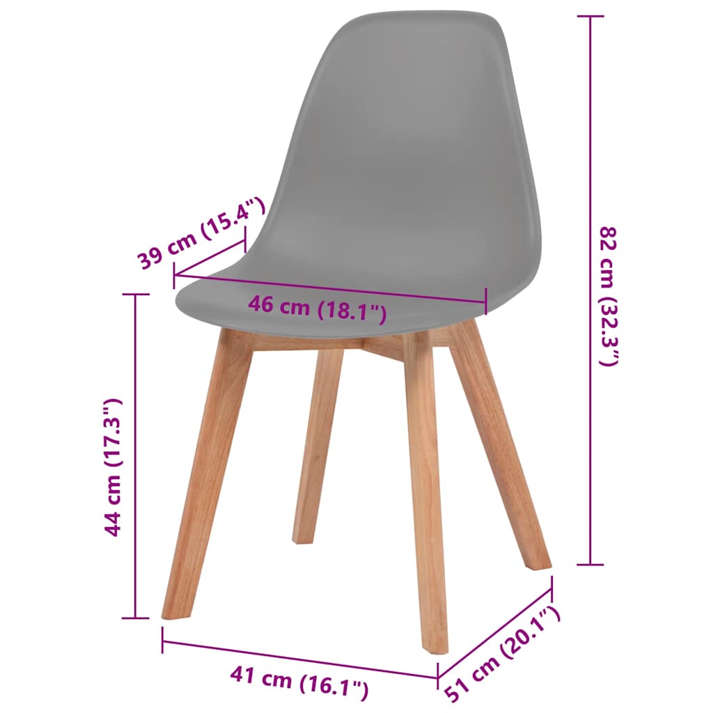 Chaises à manger lot de 6 Gris Plastique