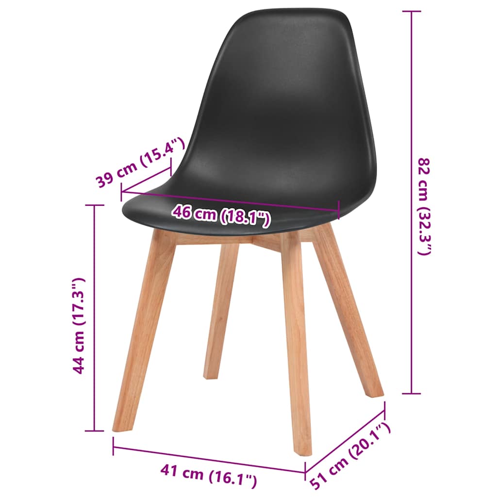 Chaises à manger lot de 6 Noir Plastique - XIOS