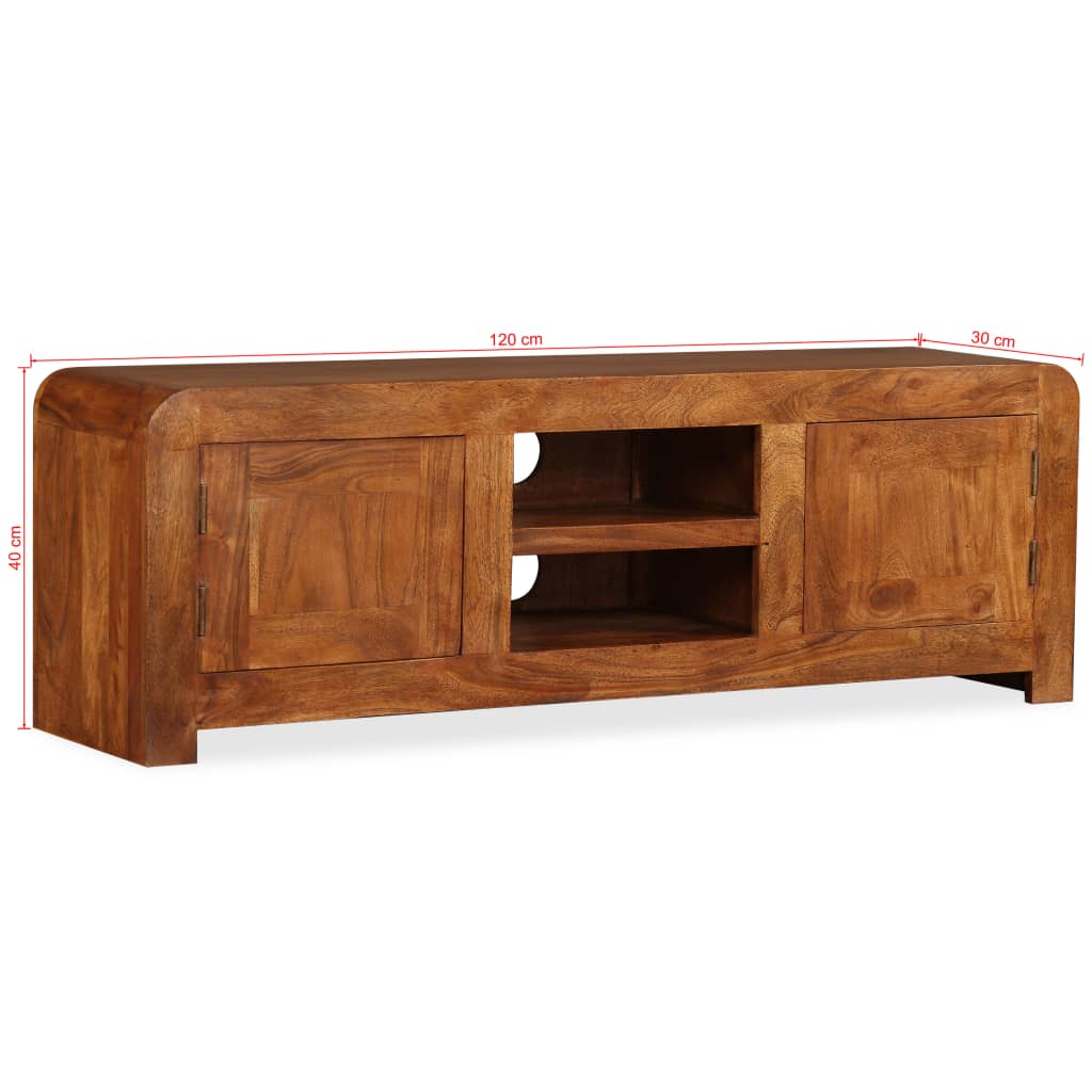 Meuble TV Bois massif avec finition miel 120 x 30 x 40 cm - XIOS