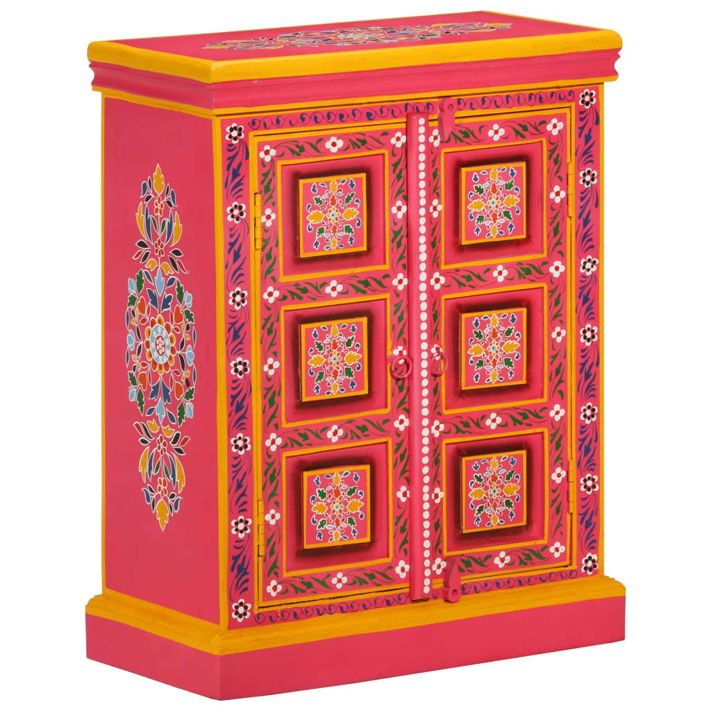 Buffet Bois massif de manguier Peinture rose à la main - XIOS