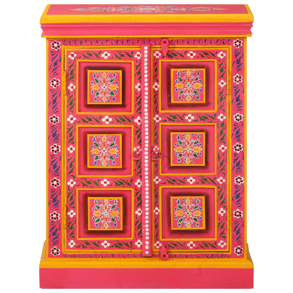 Buffet Bois massif de manguier Peinture rose à la main - XIOS