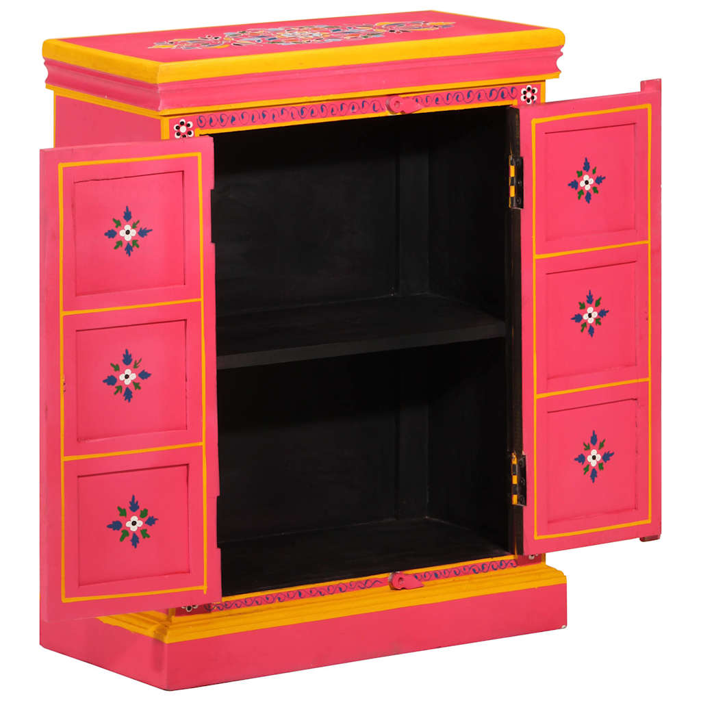 Buffet Bois massif de manguier Peinture rose à la main