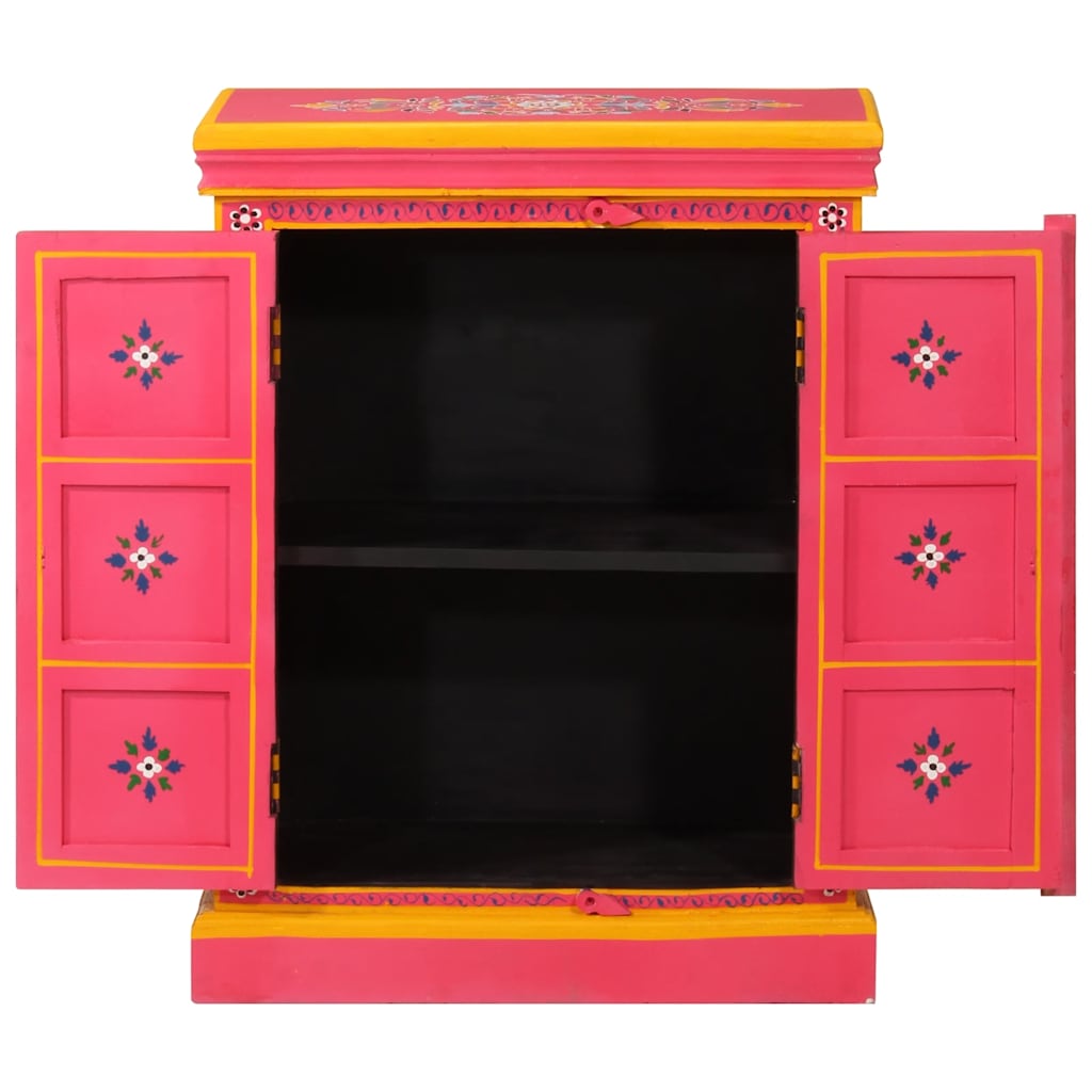 Buffet Bois massif de manguier Peinture rose à la main
