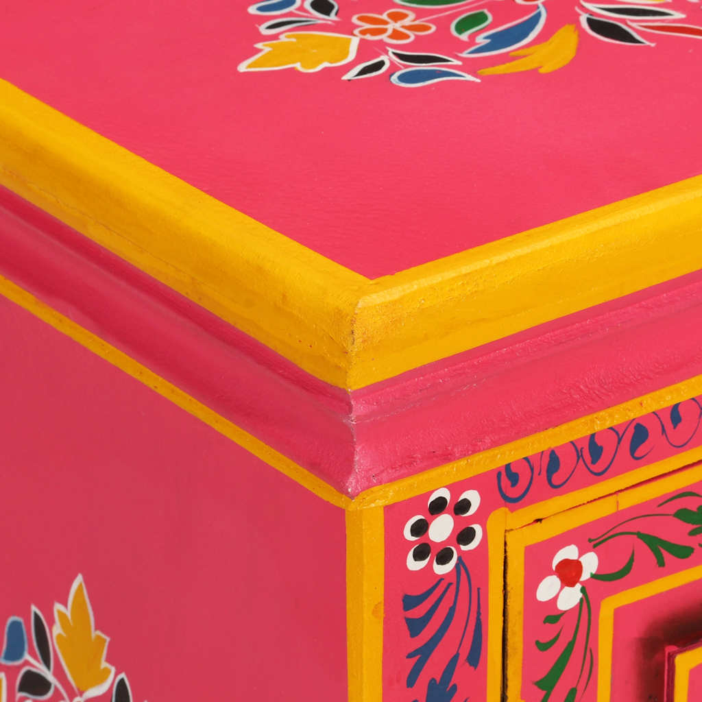 Buffet Bois massif de manguier Peinture rose à la main